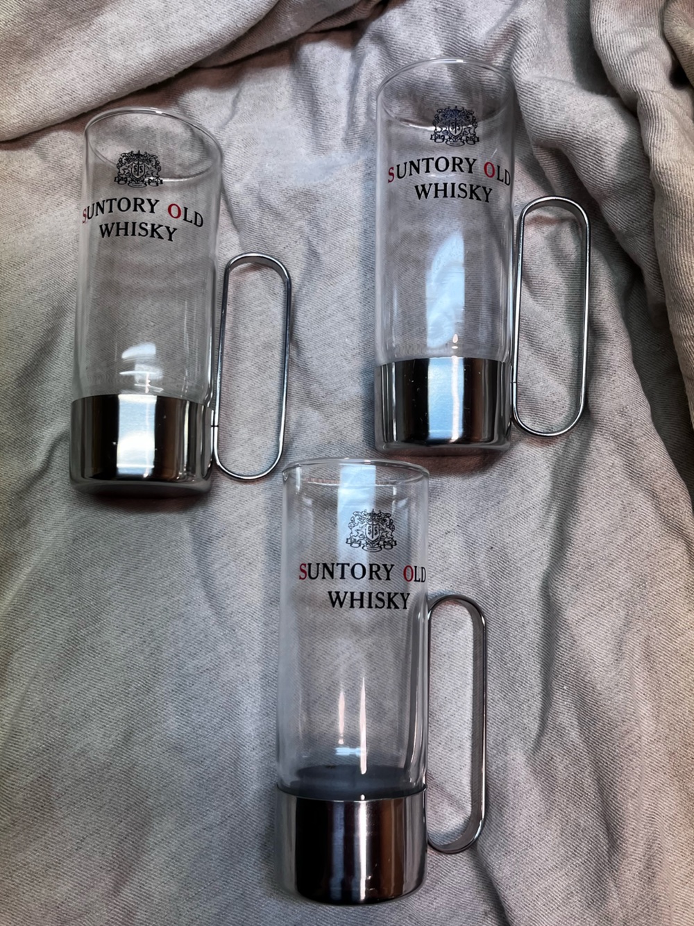 Vintage Suntory Old Whisky Hot Glasses Set of 3 Japanese Barware
